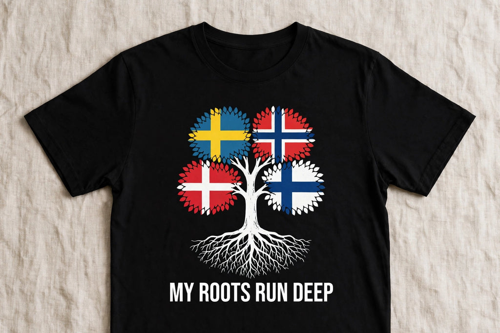 My Roots Run Deep — Scandinavian Flag Tree Tee